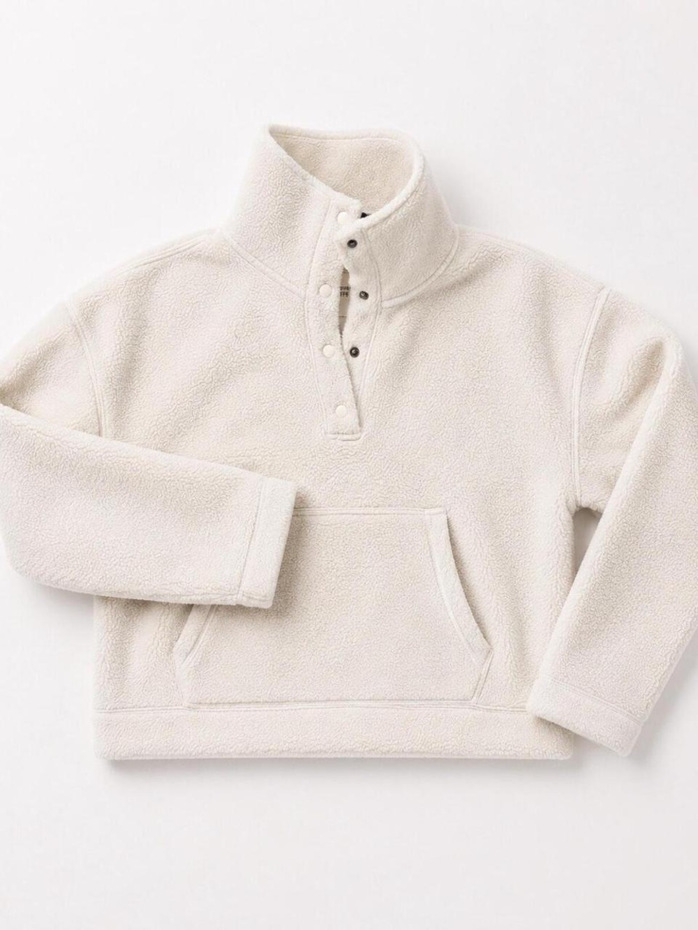 Abercrombie Cream Sherpa Pullover Snap-Front Fleece Sweater